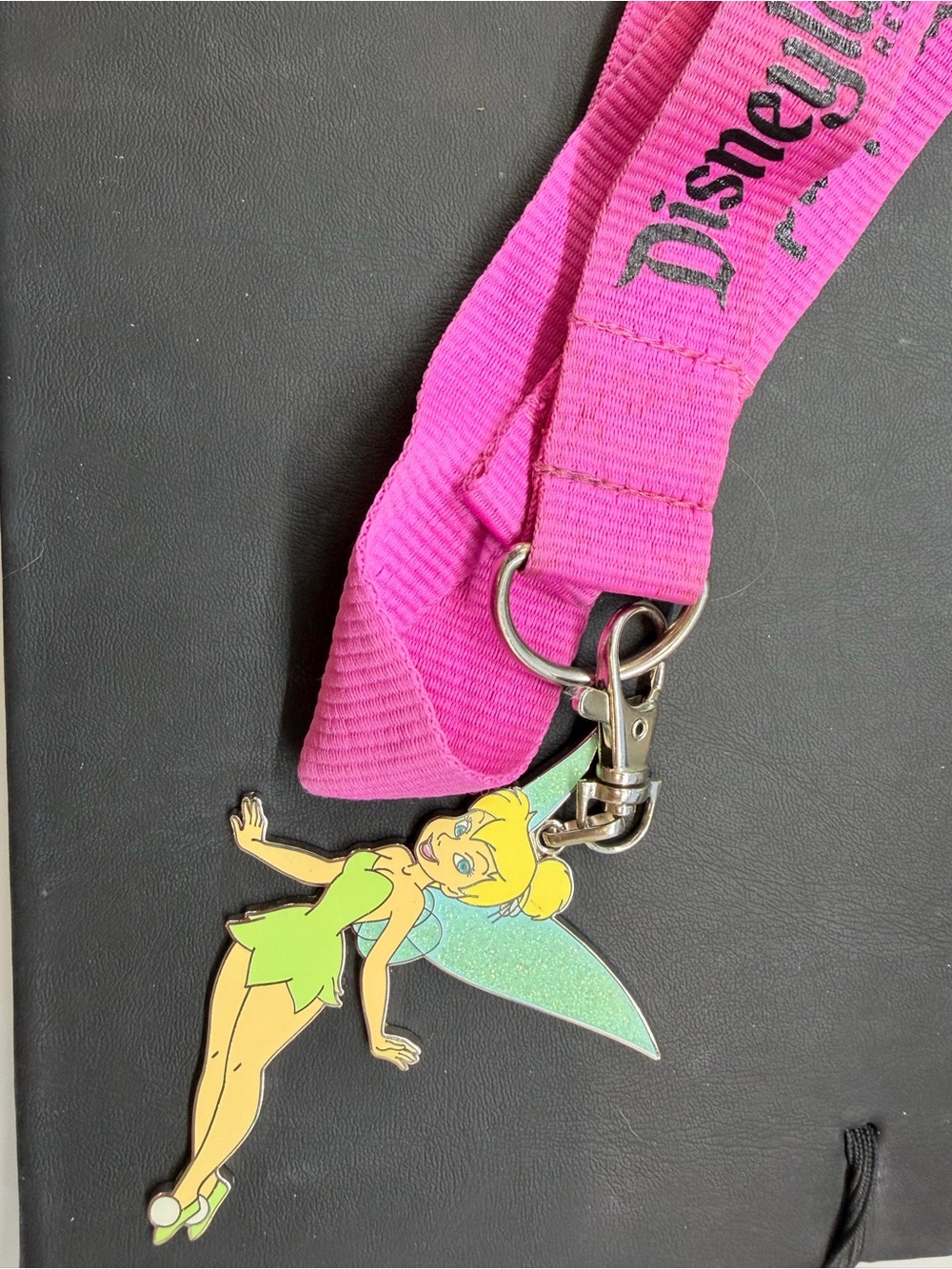 Disney Pink Tinker Bell Lanyard with Green Fairy Charm